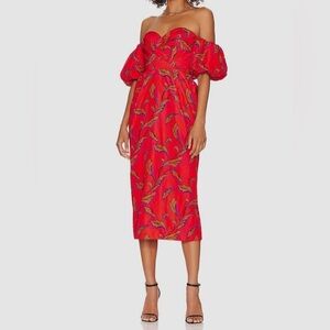 AMUR RED OFF THE SHOULDER SWEETHEART MICAELA DRESS SZ 2